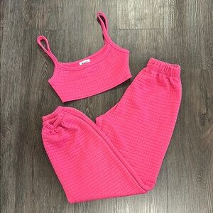 Princess Polly Pink Ribbed Two-Piece Set